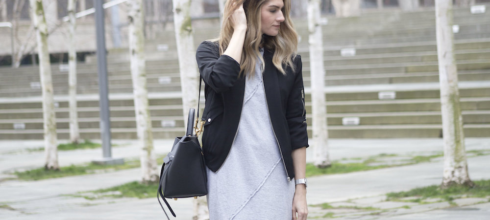 The Grey Edit-The Fifth Label Dress-Skinny Scarf-Bomber