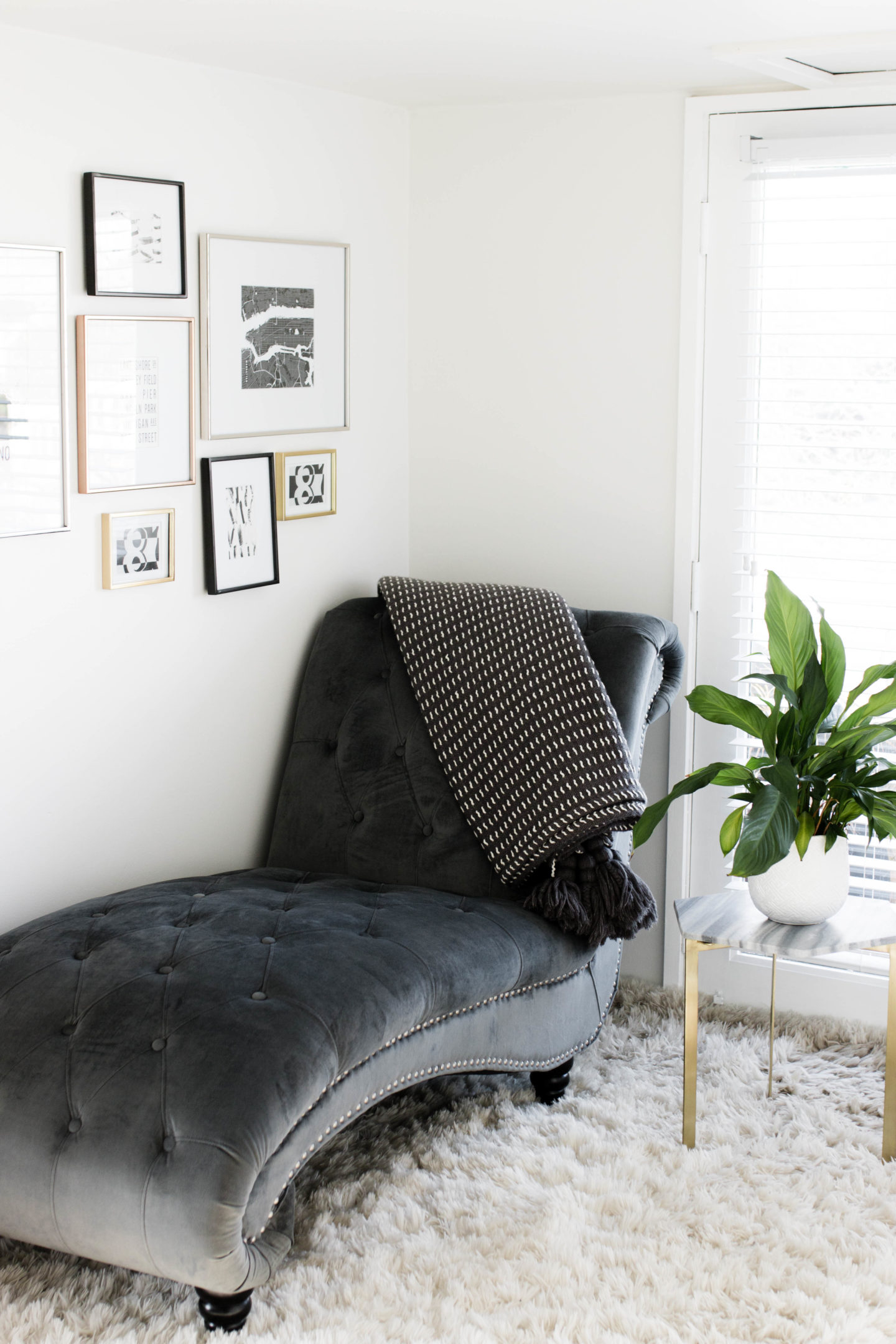 The Grey Edit Home-Bedroom-Chaise Lounge-Gallery Wall
