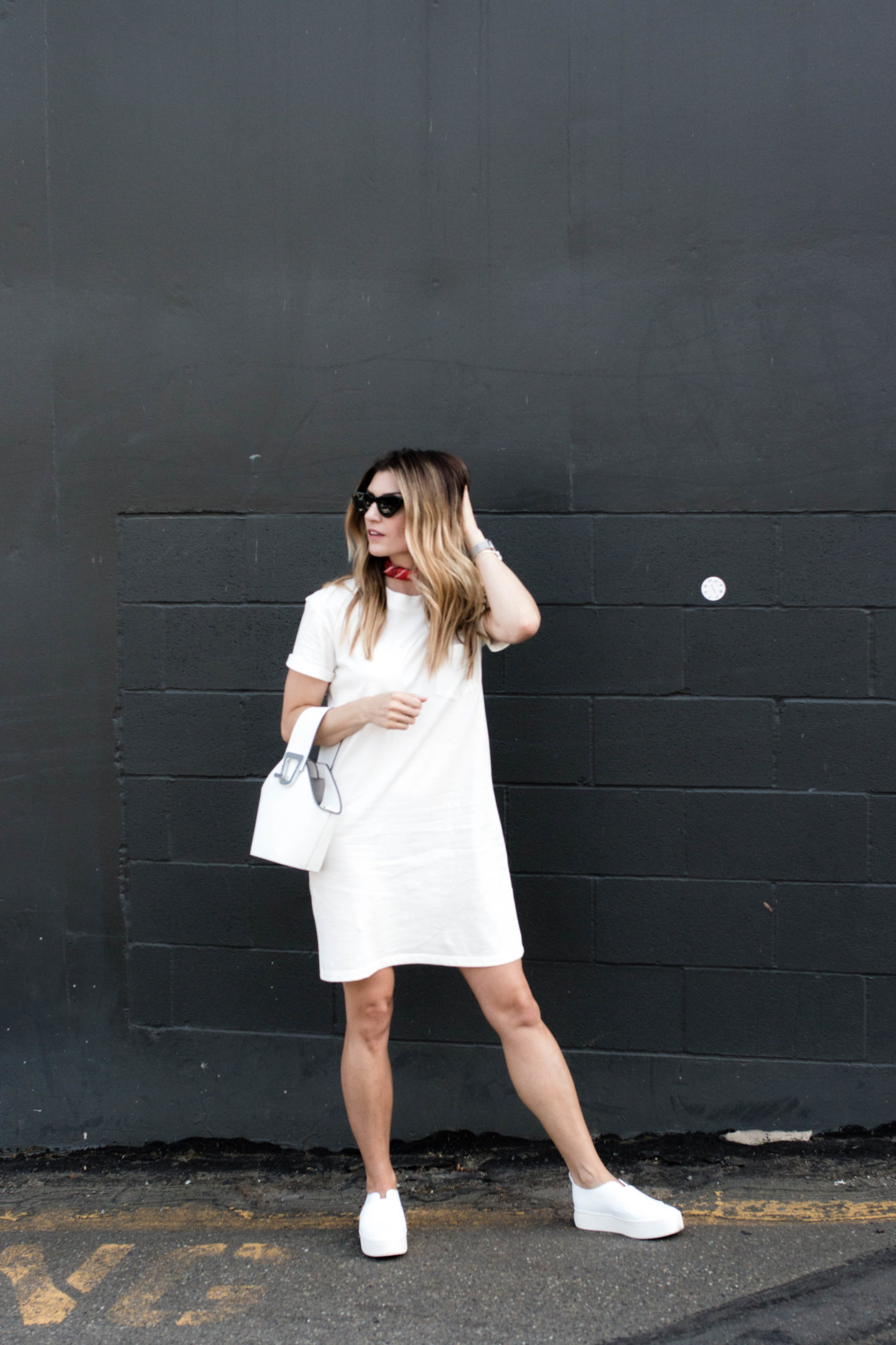 The Grey Edit-White T-Shirt Dress-White Accessories