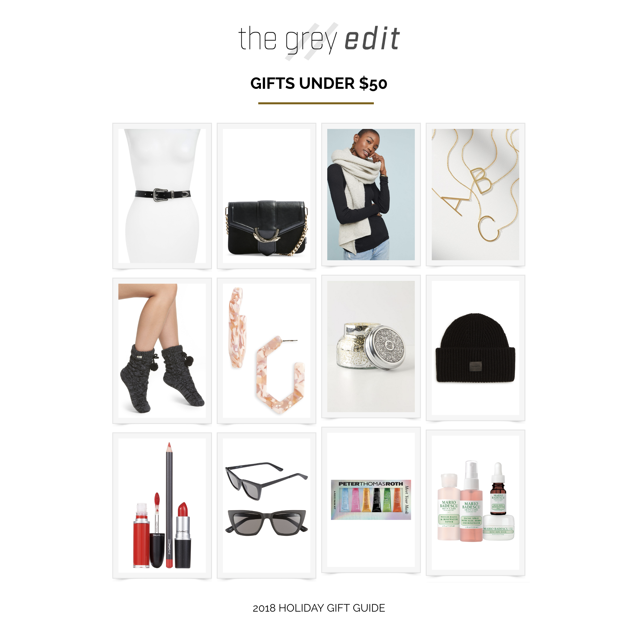 The Grey Edit - 2018 Holiday Gift Guide - Gifts Under $50