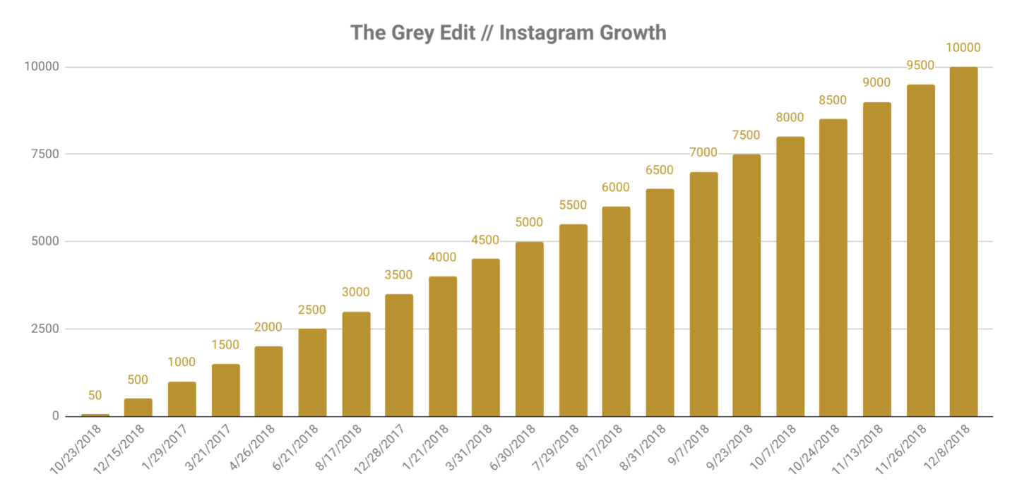 The Grey Edit - Journey to 10K Instagram Followers - Chart