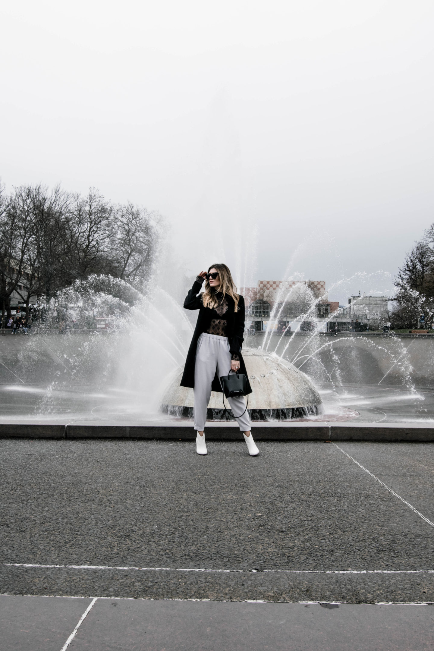The Grey Edit - Seattle Center Shoot - Aritzia Basics Free People Lace White Booties