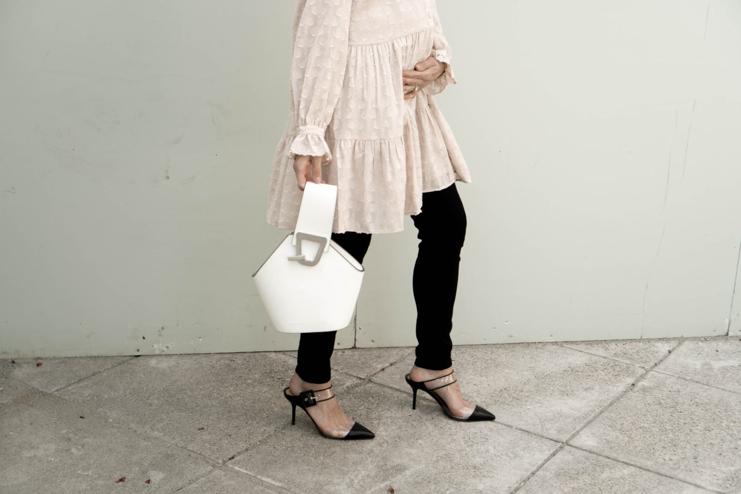 The Grey Edit - Pregnancy Style Tips - Work to Evening Spring Look - H&M Neutral Tunic Dress - Styled Out West Collaboration