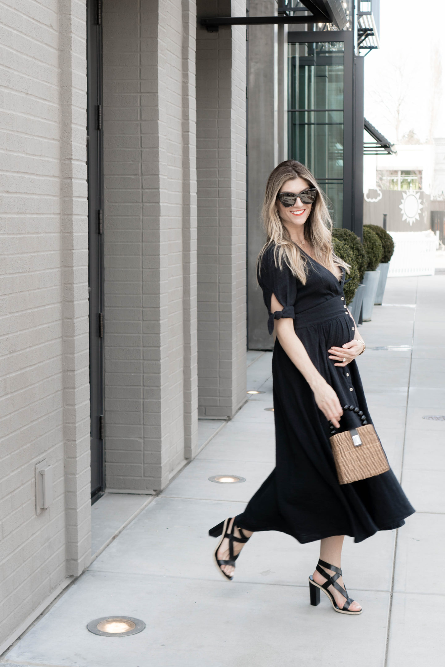 The Grey Edit - Pregnancy Style Tips - Weekend Events - Free People Black Button Down Dress - Styled Out West Collaboration