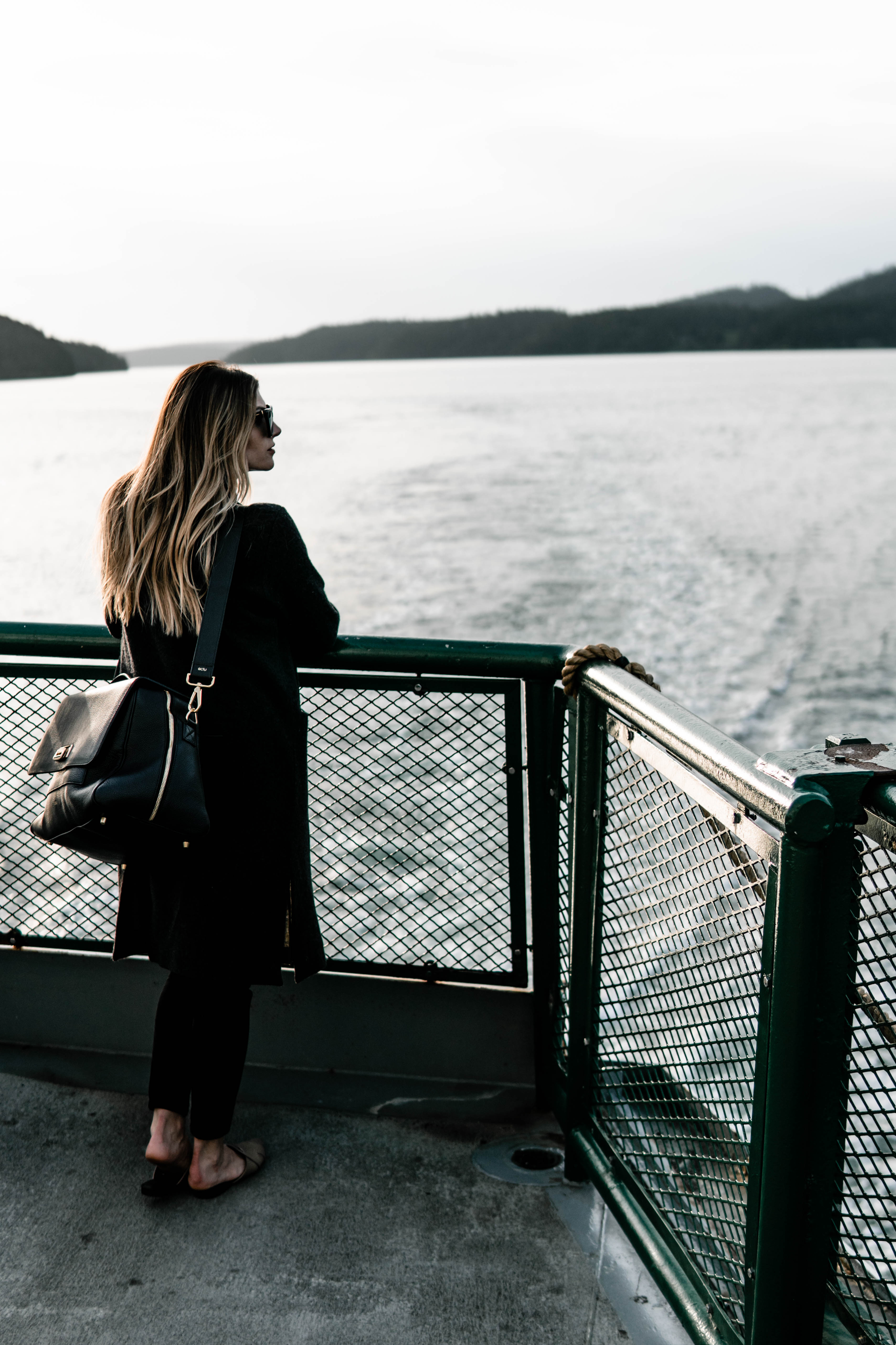 The Grey Edit - San Juan Island Getaway - Friday Harbor Spring Escape - ectu Paloma Weekender Leather bag - WA State Ferry