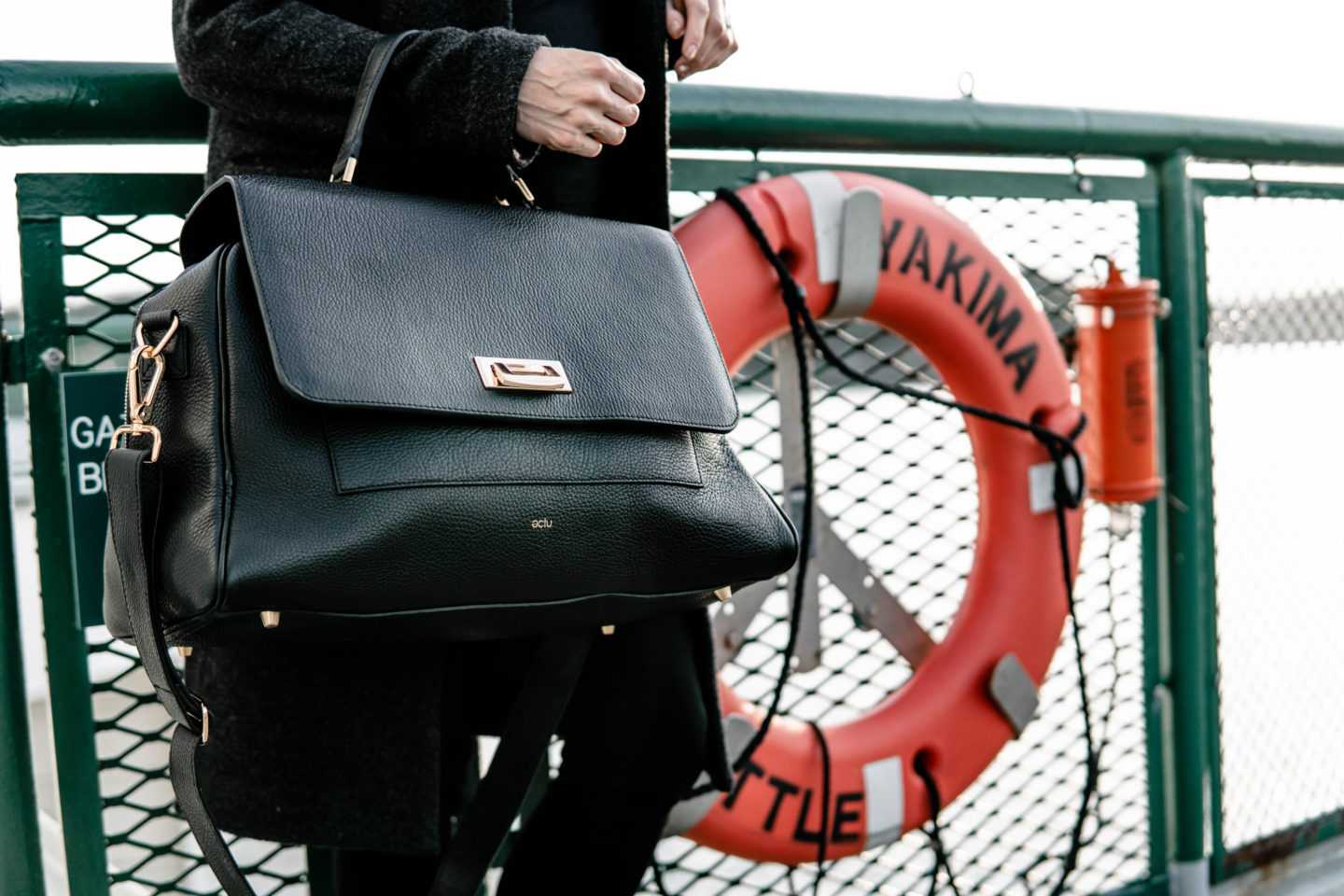 The Grey Edit - San Juan Island Getaway - Friday Harbor Spring Escape - ectu Paloma Weekender Leather bag - WA State Ferry