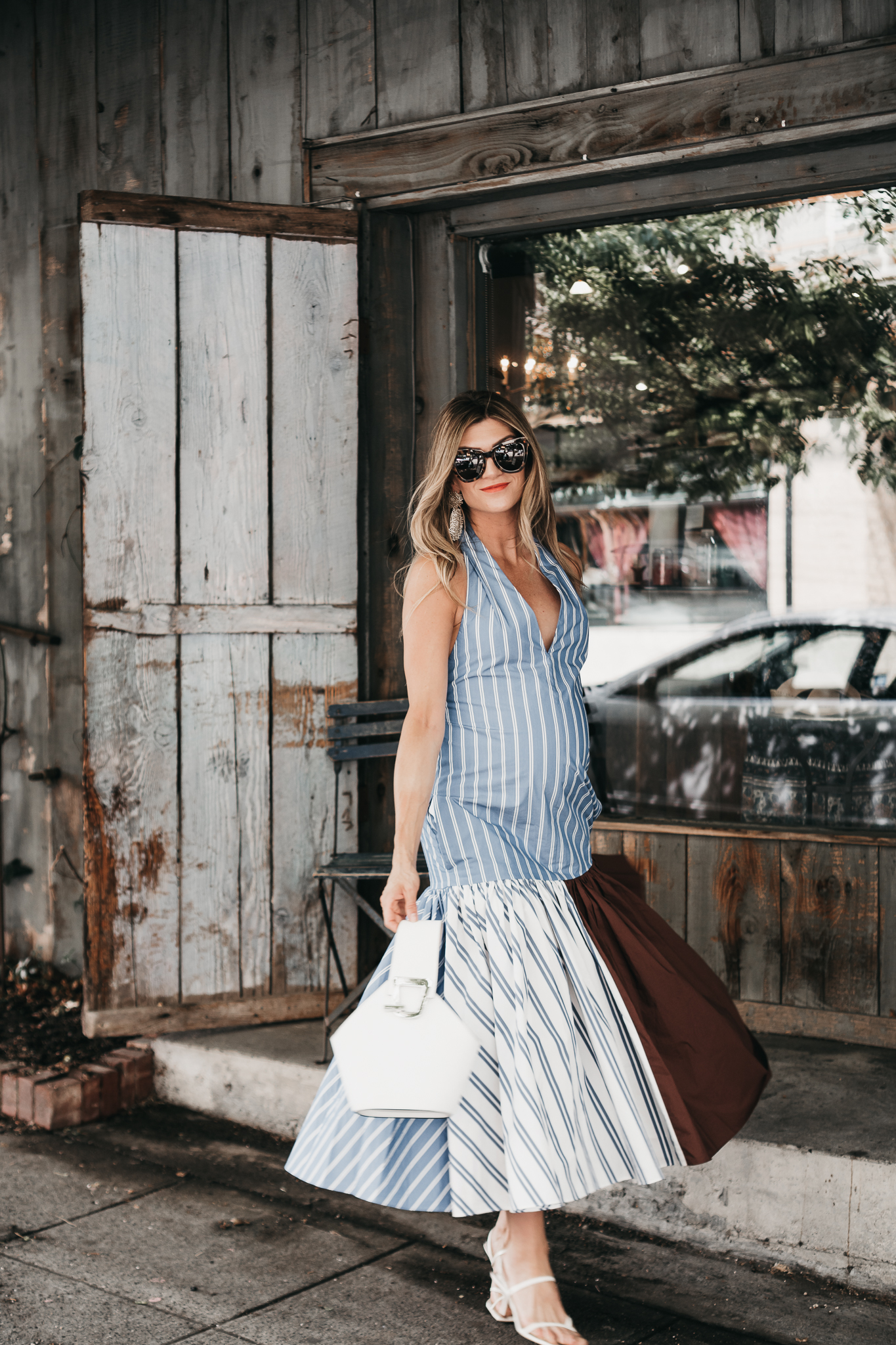 Cortney Bigelow of The Grey Edit - Fremont - Rent the Runway - Tibi Striped Halter Dress - Summer Style