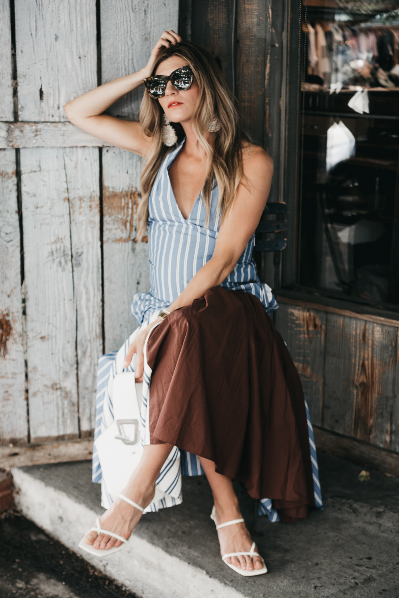 Cortney Bigelow of The Grey Edit - Fremont - Rent the Runway - Tibi Striped Halter Dress - Summer Style