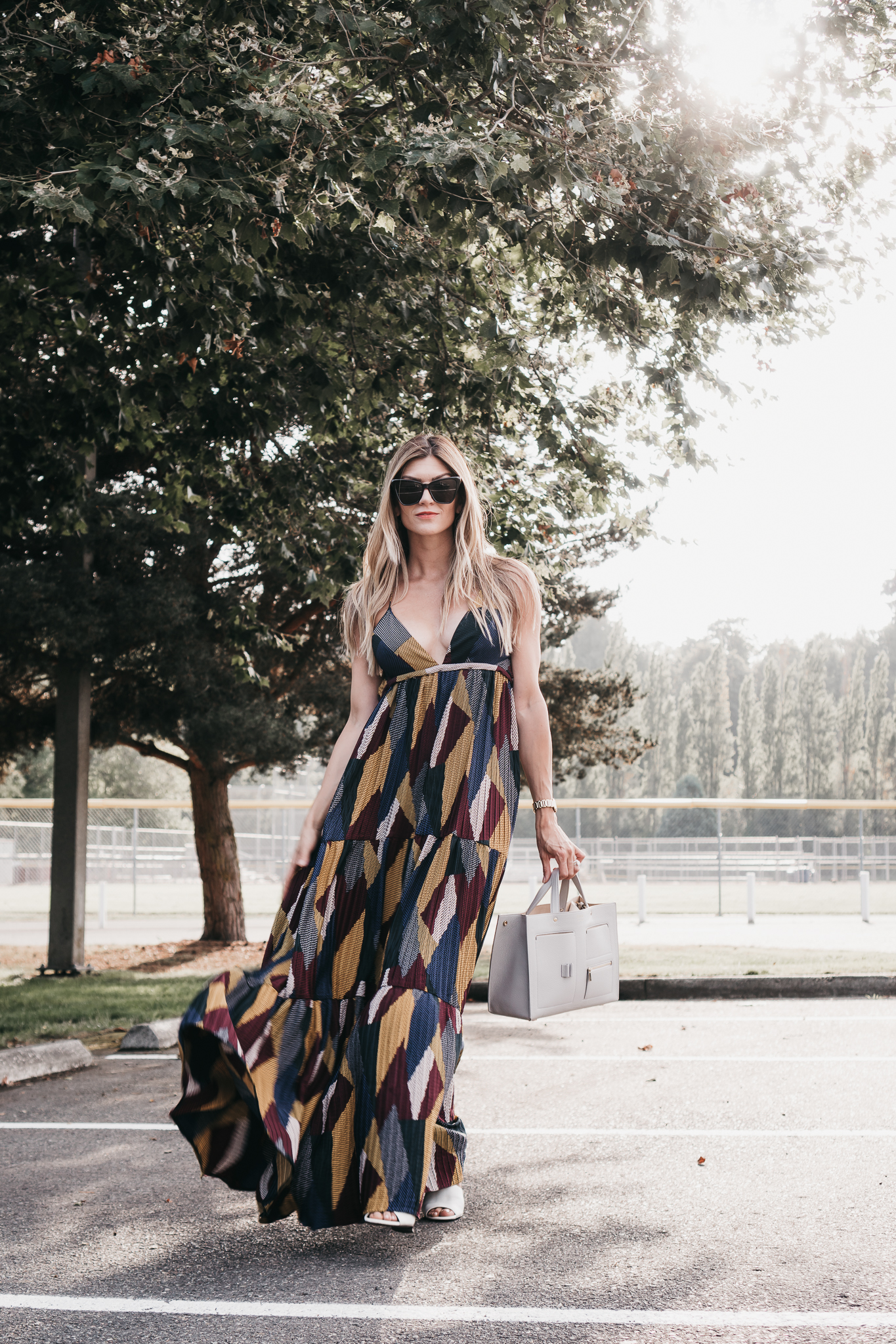 The Grey Edit - Seattle Blogger Cortney Bigelow - Rent the Runway Unlimited - ba&sh Multi-Weave Maxi Dress-Summer Style-OAD Pocket Tote-Mercedes Castillo Slides