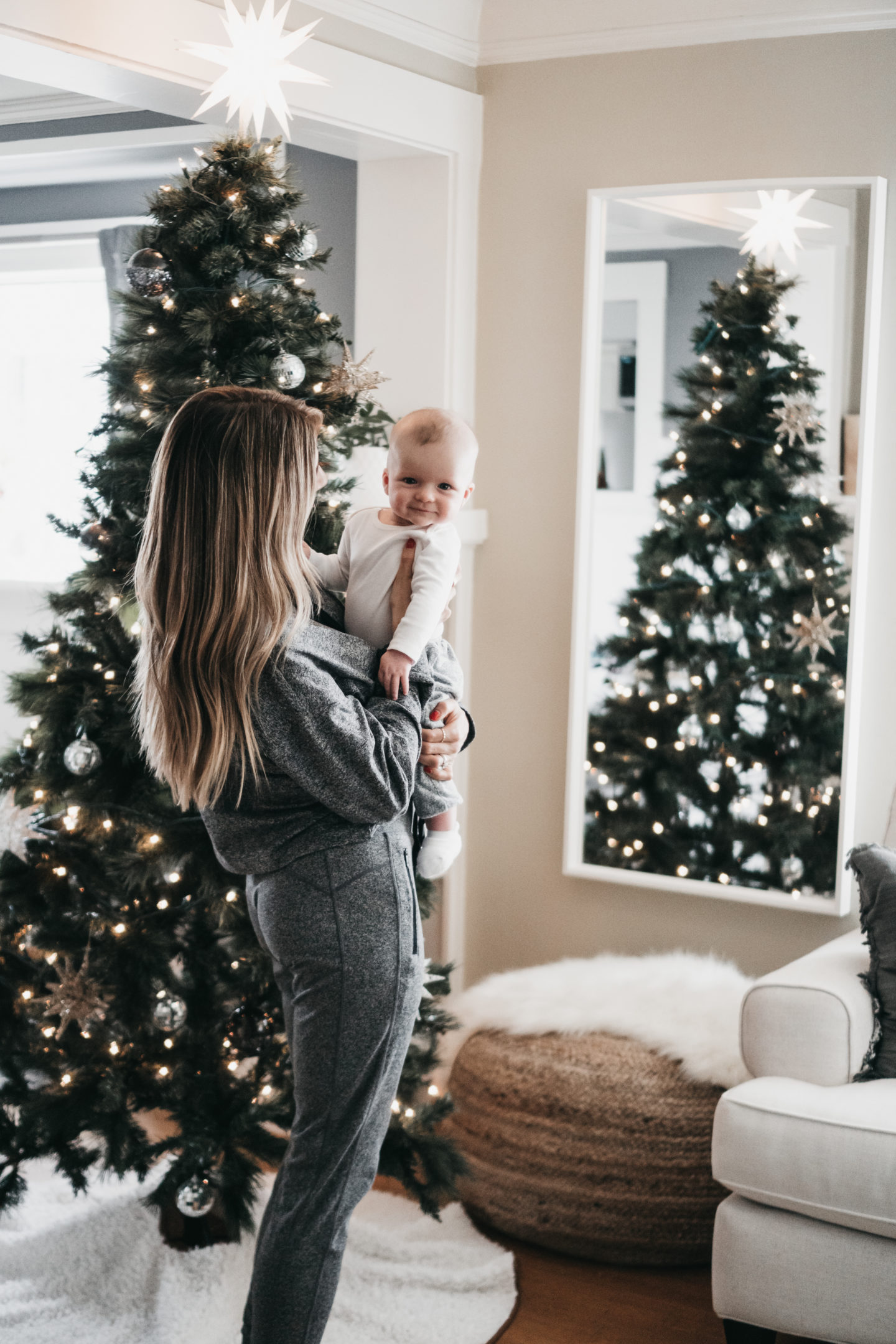 The Grey Edit - Cortney Bigelow - Holiday Home - Modern Decorations - Zella Joggers and Sweatshirt-Baby's First Christmas