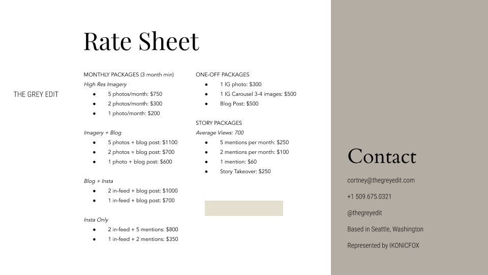 The Grey Edit _ Media Kit 2020_Rate Sheet