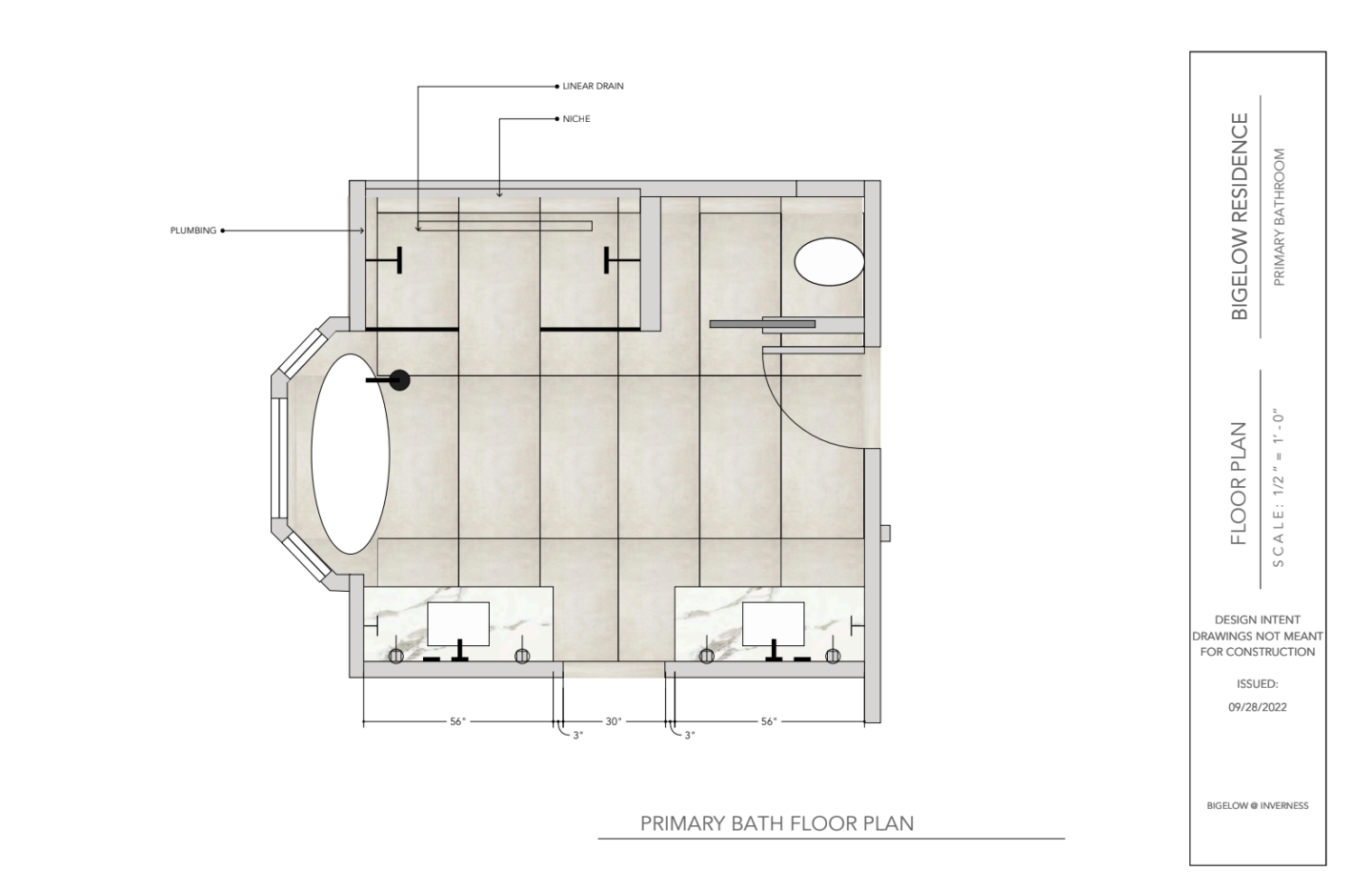 Phase I : Main Level Remodel | Design Plans - Primary Bathroom