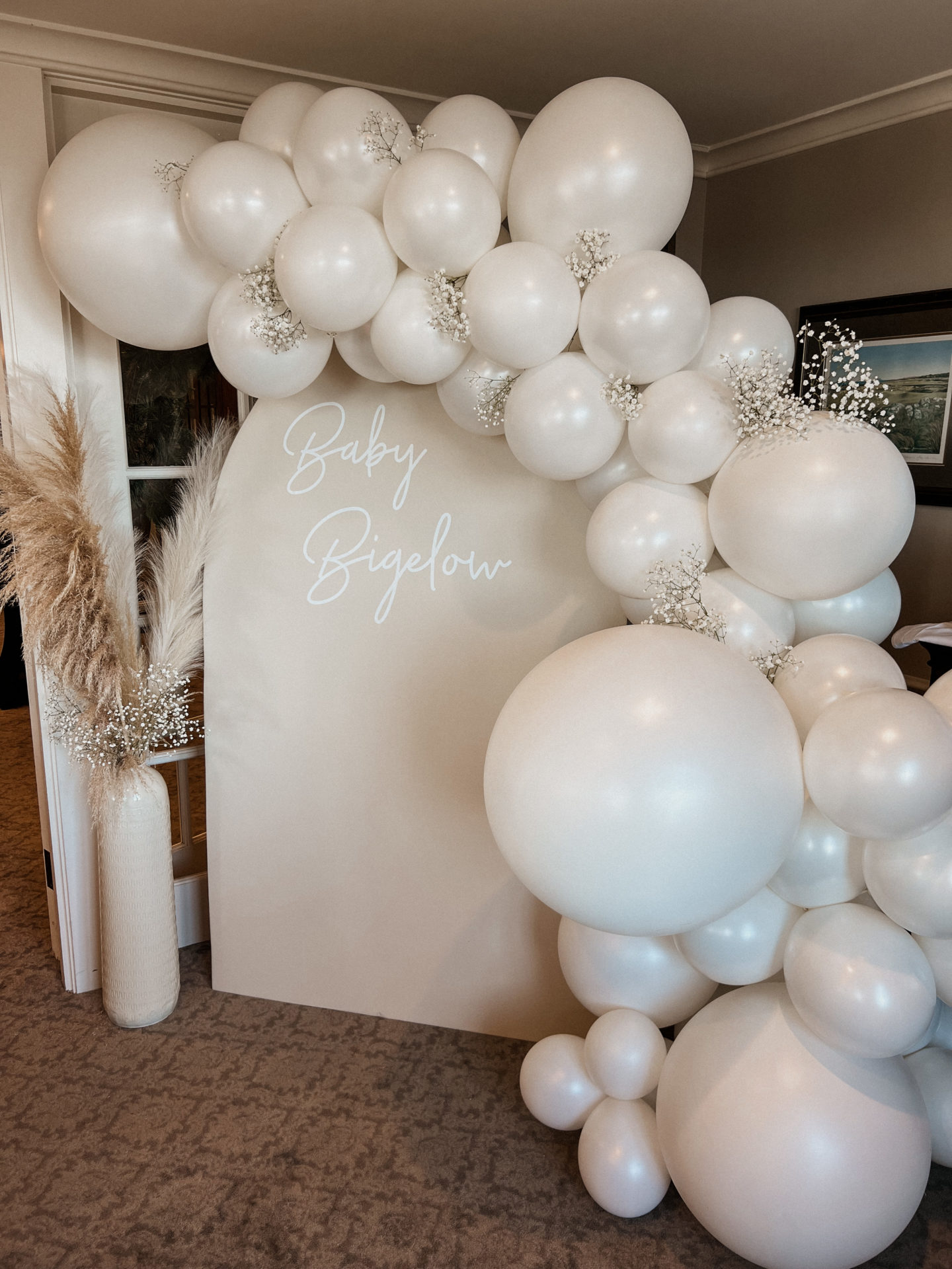 the grey edit, cortney bigelow, baby sprinkle, balloon arch sign, baby bigelow
